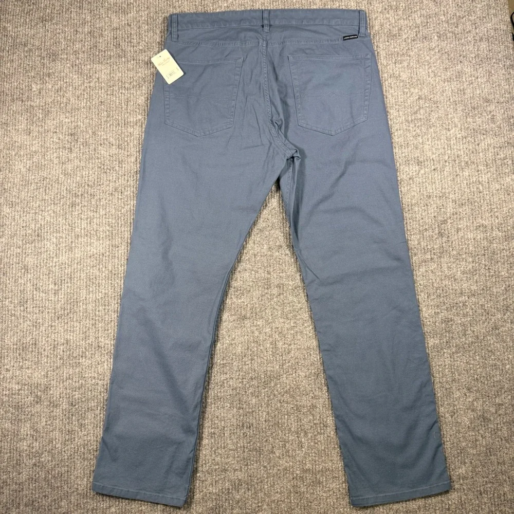 Lucky Brand Mens 36x32 Straight Leg Canvas Pants Blue Grey 7MP2050 NWT